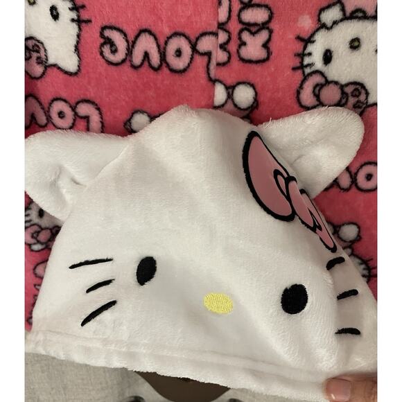 Hello Kitty Pink and White One Piece Fleece Pajama Jumpsuit Adult Size Small New - Picture 7 of 7